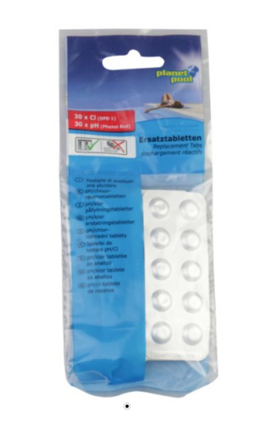 Réactifs de rechange pH/chlore avec 2 x 30 tablettes